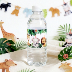 Autocollants pour bouteilles d'eau avec animaux de la jungle, étiquettes <span class=keywords><strong>joyeux</strong></span> <span class=keywords><strong>anniversaire</strong></span> pour enfants, décorations de fête Safari, 10/20 pièces - Product Image 3