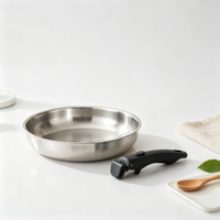Poêle à frire en acier inoxydable non revêtue, poêle à crêpes, casseroles de cuisson, poêle à frire avec poignée amovible