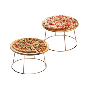 Juego de 2 soportes redondos para exhibir alimentos en color oro rosa, tamaño personalizado, soporte para pizza de hierro, del fabricante en India. - Product Image 1