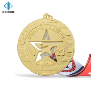 Fabricante Alta Qualidade Medalhas Personalizadas E Troféus Prêmio Metal Ouro Prata Medalha Personalizada UAE Com Fita De Sublimação