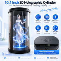 Affichage holographique 3D flottant de 10,1 pouces, tube holographique cylindrique avec résolution 800x1280, USB SD pour affichage commercial