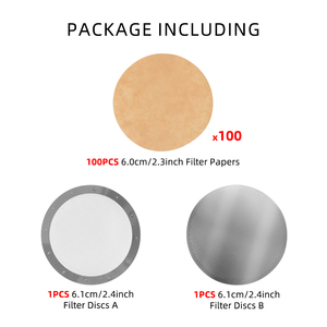 Disco de filtro de café con papel de filtro de café desechable, compatible con <span class=keywords><strong>cafetera</strong></span> <span class=keywords><strong>AeroPress</strong></span>, pantalla de disco reutilizable, 1 Juego - Product Image 2