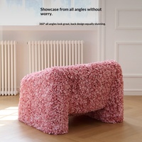 Fauteuil de salon créatif en PU à motif floral, design nordique européen, avec accoudoir unique et rembourrage haute densité