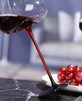 Verre à vin rouge bordeaux personnalisé, gobelet à vin rouge, pied rouge, base noire, verrerie à vin, verre