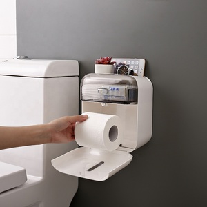Portarrollos de Papel Higiénico Rectangular de ABS para Baño, Montado en la Pared, con Repisa para Teléfono, Multifuncional - Product Image 4