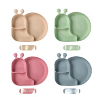 Assiette en silicone à compartiments pour enfants, motif dessin animé mignon, anti-chute, facile à nettoyer, vaisselle pour bébé pour usage quotidien