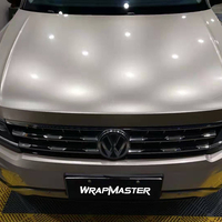 WRAPMASTER 1.52*17m Anti-Scratch Car Wrap Vinyl Glossy Metallic PET Silver Auto-Adhesive Auto Decoration Roll