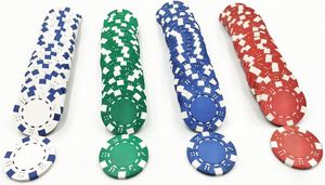 100 Fichas de Póker de Arcilla Compuesta de 11.5g con Rayas, 4 Colores (Rojo, Verde, Blanco y Azul), Logotipo Personalizado - Product Image 3