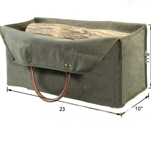Custom Fireplace Carrier Waxed <b>Canvas</b> Log Carrier <b>Tote</b> <b>Bag</b> Outdoor Log <b>Tote</b> <b>Large</b> Wood Carrying <b>Bag</b> with Handles - Product Image 2