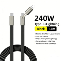 Cable de Datos Plano de Carga Rápida Tipo-C a Tipo-C de Alta Potencia de 1.5m, 2 en 1, en Oferta