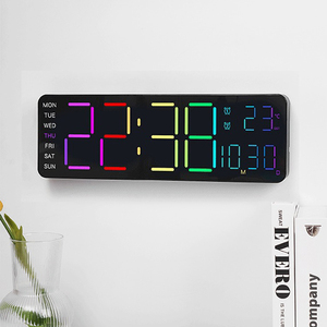 Horloge murale LED numérique électronique chinoise grand format, modèle moderne, avec éclairage RGB nocturne, pour salon - Product Image 1