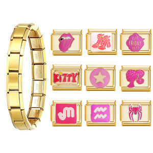 Modular Charm Bracelet Stainless Steel Gold Tone Unisex Everyday Wear With Interchangeable Charms For Women And Men - Product Image 1