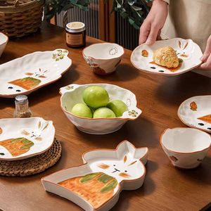 Ensemble de vaisselle en céramique <span class=keywords><strong>Peter</strong></span> Rabbit mignon, de qualité alimentaire, émaillé, bol à riz, bol à soupe, bol à nouilles, assiette à dessert, assiette - Product Image 4