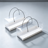 Boîte de transport en plastique transparent avec poignée pour gâteaux, conteneur transparent pour desserts, emballage pour gâteaux roulés et pâtisseries