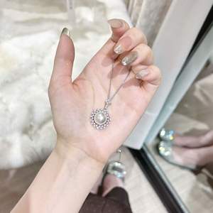 Collier en argent sterling S925, automne-hiver, princesse, exquis, pendentif en forme de cloche de Noël, nœud, charmant, collier en perles douces pour - Product Image 1