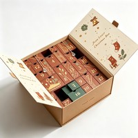 Boîte de calendrier de l'avent personnalisée, 24 jours, écologique, en papier rigide, en forme de maison, avec doubles portes et tiroirs amovibles