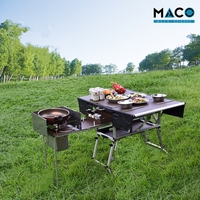 Connecteur vaisselle de cuisine camping caravane, boîte de table portable, tabouret de table pliable en aluminium, ensemble d'ustensiles de cuisine shandong