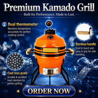 KIMSTONE Barbecue Kamado en céramique au charbon de bois de 13 pouces, couleur personnalisée, design sans fumée et portable