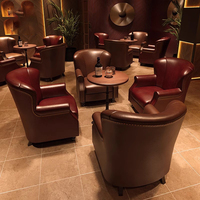 Ensemble de meubles de bar commerciaux de style américain Fauteuil à dossier haut en cuir personnalisé Discothèque Whisky Cocktail Pub Canapé simple