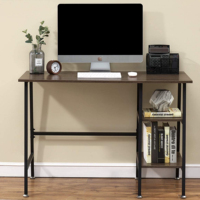 Table d'ordinateur de bureau marron rustique moderne avec compartiments de rangement et de construction robustes et à la mode adaptés à la salle d'étude