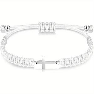 Pulsera de cuerda tejida cruzada de acero inoxidable ajustable hecha a mano, pareja de amistad, pulsera de hilo rojo de la suerte para hombres y mujeres - Product Image 4