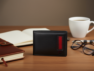 Portafoglio da uomo in vera pelle, corto, pieghevole, stile minimalista, ideale come regalo - Product Image 2