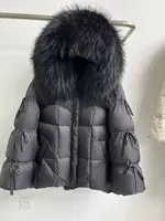 OFTBUY Manteau d'hiver pour femme, nouveau modèle, épais et chaud, en duvet d'oie blanc, avec col en fourrure de renard naturelle, style parka en fourrure véritable