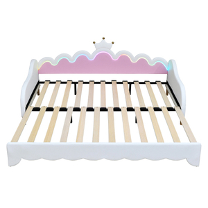Modern Twin Convertible Foldable Daybed with LED Lights and Crown Headboard Upholstered for Hotel Use - Product Image 5