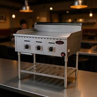 Grill à gaz commercial à 4 brûleurs en acier inoxydable avec surface plate pour cuisine de restaurant