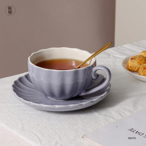 Ensemble de tasses à café en céramique violet clair avec soucoupe, style nordique, couleur unie, pour les fêtes et la maison, DB1551 - Product Image 5