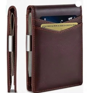 Échantillon gratuit 2024 portefeuilles homme longs en cuir véritable, anti-RFID, fermeture éclair, modèle OEM fin - Product Image 1