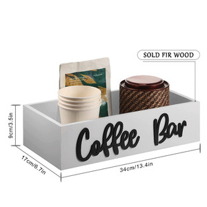 Boîte de support en bois rectangulaire Station à café Organisateur Bar pour <span class=keywords><strong>bureau</strong></span> Laque Station à café Organisateur Bar à café Boîte de support en bois - Product Image 4