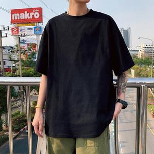 T-shirt estiva alla moda da <span class=keywords><strong>uomo</strong></span> vintage a <span class=keywords><strong>mezza</strong></span> <span class=keywords><strong>manica</strong></span> traspirante e vestibilità ampia, 180g, motivo a tinta unita, maglietta <span class=keywords><strong>bianca</strong></span> pura - Product Image 2