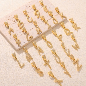 Joyería Fina Personalizada, Chapado en Oro de 18K, Accesorios para Collares DIY, Colgante con Incrustaciones de Circonio, 26 Letras, para Mujer - Product Image 1