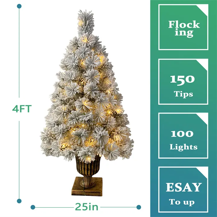 Árvore de Natal artificial com neve de 3 pés/4 pés para decoração de Natal