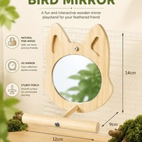 Ensemble de perchoirs miroir en bois pour oiseaux, design écologique, mignon et tendance, forme rectangulaire, installation facile, universel pour les oiseaux