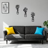 Vas Bunga Liar Logam Hiasan Dinding Minimalis Set Ornamen Seni Dinding Floral untuk Ruang Tamu Kamar Tidur Dekorasi Dinding Rumah Hadiah