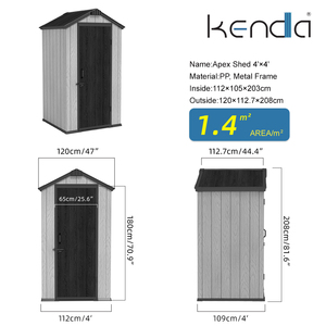 <span class=keywords><strong>Caseta</strong></span> de Jardín de Resina Resistente 4x4, Directo de Fábrica, Impermeable, Resistente a los Rayos UV, con Puerta con Cerradura y Fácil Montaje - Product Image 1