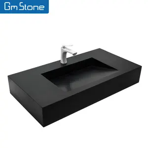Lavabo in acrilico modificato superficie pietra moderna stile semplicità nero opaco superficie solida Shampoo lavelli lavabo bagno