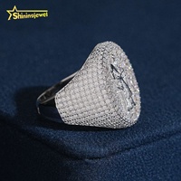Bague pour homme en argent 925, style hip-hop de luxe, sertie de moissanite, motif religieux