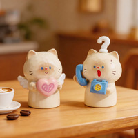 Figurine mystère en boîte surprise, chat miniature, marionnette à doigt, jouet en résine, petite figurine mignonne, ornement de bureau, cadeau, vente en gros, personnalisable