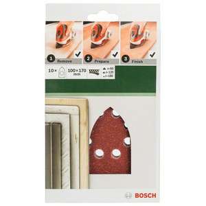 BOSCH - 2609256A61 Juego de hojas de lijado para lijadora de Palma (10 Uds.) -EAN 3165140614771 ABRASIVOS PAPELES ABRASIVOS - Product Image 1