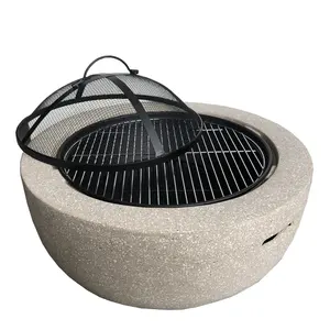 0wn merek bentuk bulat beton brazier magnesia pembakaran kayu luar ruangan lubang api untuk berkemah tanpa asap