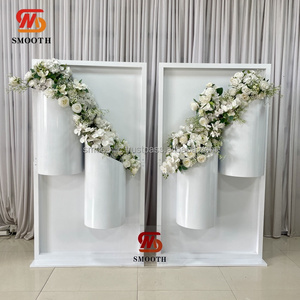 Toile de fond en métal blanc personnalisée, nouveau design, pour la décoration de la scène de réception de mariage - Product Image 2