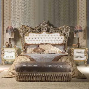 Stile europeo in legno massello intagliato principessa letto stile francese Villa King Size camera da letto mobili per la casa di nozze arredamento - Product Image 1