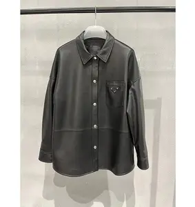 2024 new loose fitting sheepskin shirt jacket for women's casual leather sheepskin women's jacket medium length