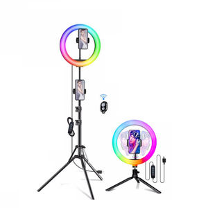 <span class=keywords><strong>Prix</strong></span> bas 10 / 12 pouces Live RGB Mini <span class=keywords><strong>Ring</strong></span> <span class=keywords><strong>Light</strong></span> Profissional <span class=keywords><strong>360</strong></span> Rotation avec trépied et support de téléphone pour téléphone - Product Image 1
