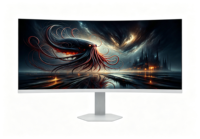 Nouvel écran d'ordinateur 34 pouces TFT VA 4K 75Hz HDR RGB LED avec support rotatif réglable en hauteur, ports DP pour bureau professionnel