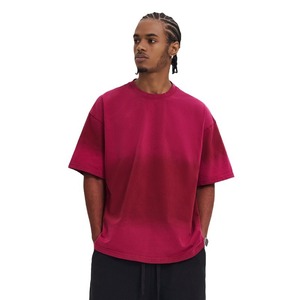 Camiseta de hombre de algodón 260G con lavado ácido y tie-dye, corte holgado oversize, estilo streetwear americano, novedad de verano 2026 - Product Image 1
