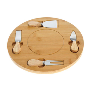 ZB Custom Bamboo Cheese Serving and Cutting Board Set Wood Plate Board for <b>Kitchen</b> for Chopping Food Serving - Product Image 5